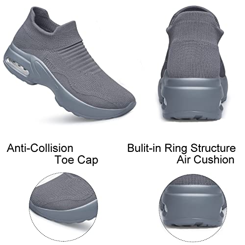 Image of YHOON Women's Walking Shoes Slip-On - Comfortable Work Shoes for Standing All Day, Breathable Air Cushion Nursing Sneakers