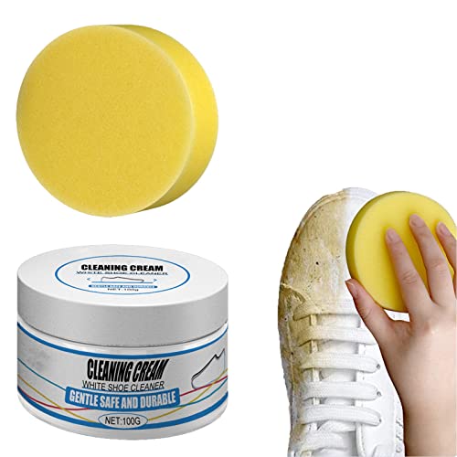 AHERAR 1/2Pcs White Shoe Cleaning Cream, Shoe Stain Remover for White, Shoe Cleaner for White Sneake, Shoes Whitening Cleansing Gel (1PCS) Cover