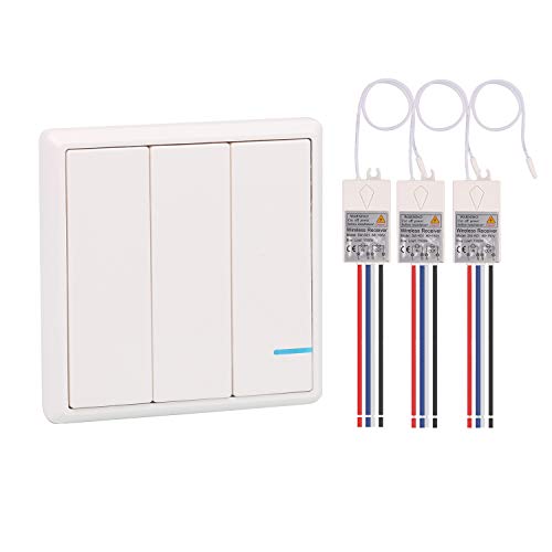 Preisvergleich Produktbild Kabelloses Lichtschalter-Set, 1 Schalter mit 3 Empfängern