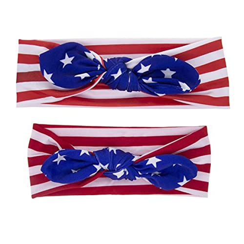 ZCYYYS Mother and Child headband with Bow Stripe Stars Hair Band Hair Accessories Headwear for 4th of July TSFD17 (Baby Adult Rabbit)