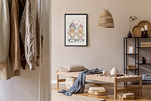 Cadre MDF 50x70 cm Poulets de skateboard tableau bois affiche moderne