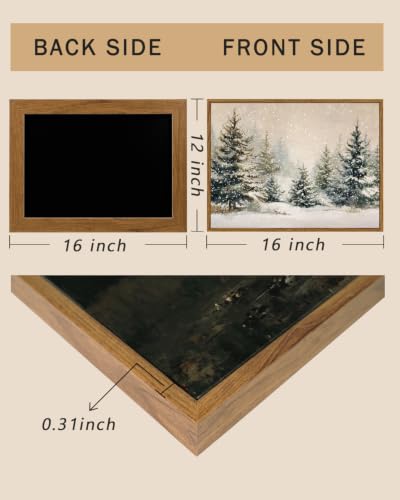 Image of ARPEOTCY Framed Winter Christmas Wall Art, Winter Snow Pine