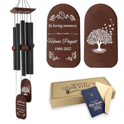 Image of ASTARIN Personalized Wind Chimes for Loss of Loved One, Customized Memorial Windchime, Sympathy Gifts for Loss of Loved Dad Mom Son, Outdoor Deep Tone Wind Chime Condolences Funeral