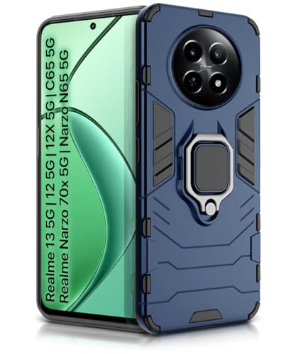 Image of AIBEX Armor Back Cover Compatible for Realme Narzo 70x 5G / N65 / Realme 12 5G / 12X 5G / C65 5G| Rugged Shockproof Case with Ring Holder & Kickstand | Military-Grade Protection | Magnetic Car Mount