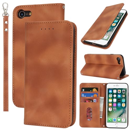 Jaorty Case for iPhone SE 3rd/2nd/8/7 Wallet with Wrist Strap,Matte Khaki - image 1