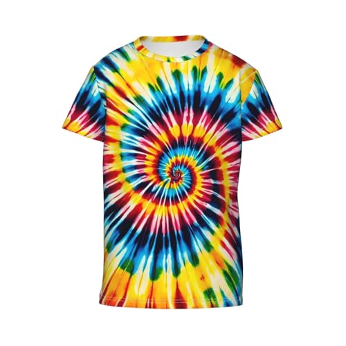 Kids Tie Dye Shirts, Crewneck Short Sleeve T-Shirt for Boys Girls