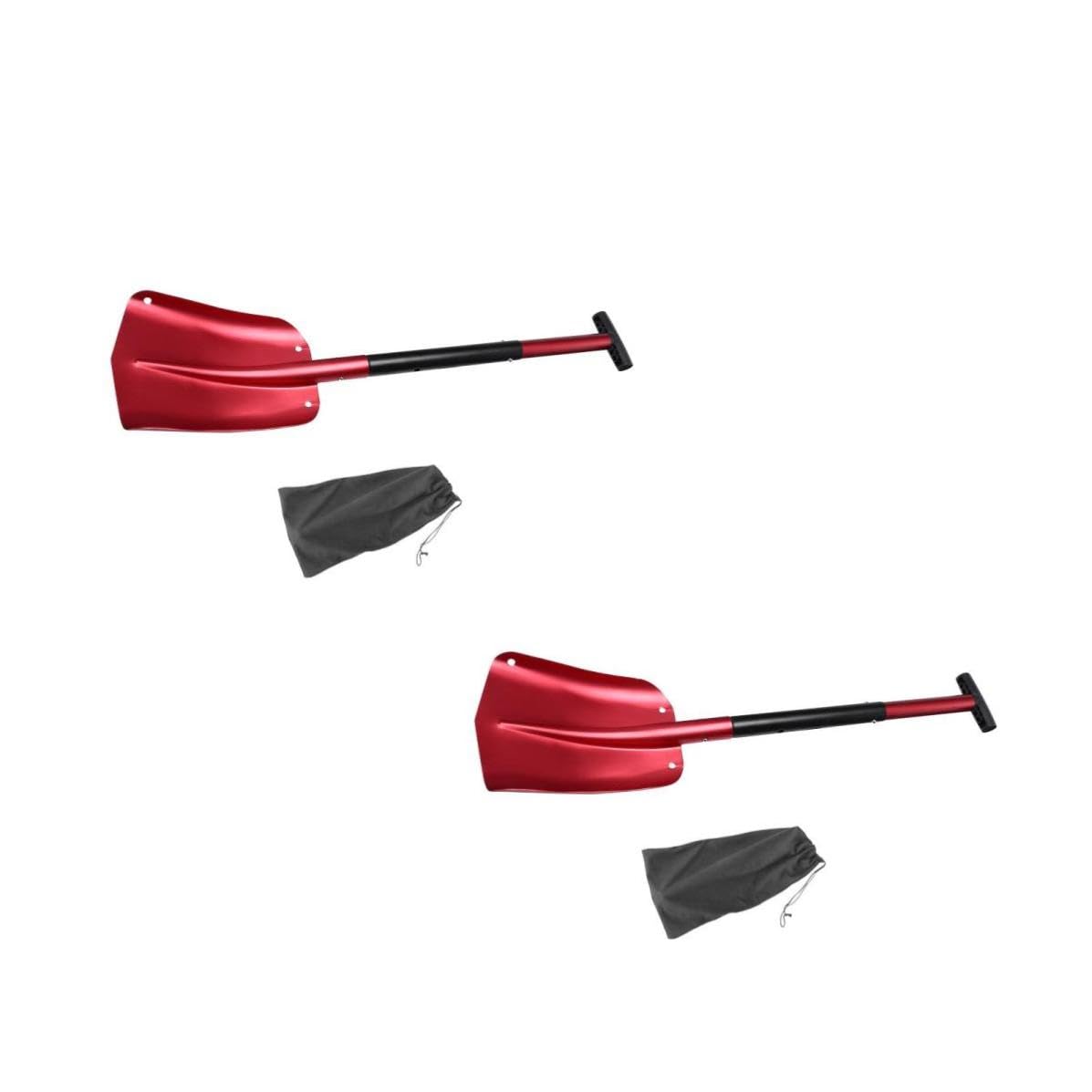 DOITOOL 2 Pezzi Pala Retrattile in Lega di Alluminio per Auto Rossa, Raschietto Ghiaccio Efficiente Facile Stoccaggio per Rimozione Neve Invernale Outdoor