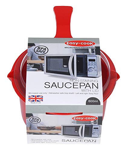 Easycook NS613R Easy Cook Polly Carbonate Non-Staining Microwave Sauce Pan and Lid, Red 2 Gallery Image