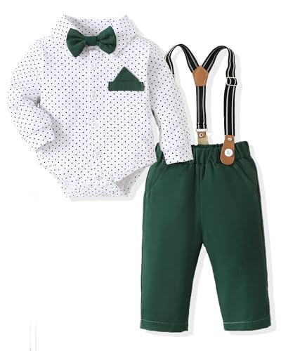 Image of NZRVAWS Baby Boy Clothes 3-6 Months Suits Newborn Dress Romper Bowtie + Suspender Pants Infant Outfit Sets Gentleman Wedding