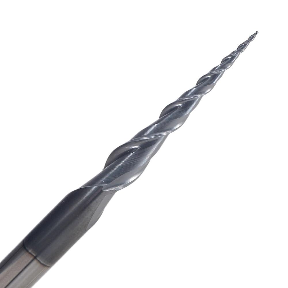 Frez trzpieniowy stożkowy 6 mm HRC55 Frez węglikowy z 2 rowkami do drewna i metalu, 1 szt.(R2.0x30.5xD6x75L)