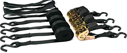 OXBOUND Ratchet Strap Tie Down Set (4 Pack) + 4 Free Webbing Loops | The 15 ft Black OxStrap