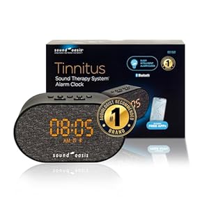 Sound Oasis® Bluetooth Tinnitus Sound Therapy System® Alarm Clock – Sleep Better, Manage and Mask Tinnitus, 30 Built-in Sounds for Tinnitus Relief, Sleep-Friendly Lighting, Travel Friendly (BST-150T)