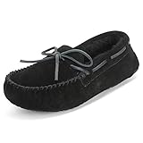 mokassin damen schwarz lack Spitze Mokassin Schaffell Damen Mokassins Real Wildleder Australian Sheepskin Pelz Halbschuhe Hausschuhe - Schwarz - BLK39 AYC0223