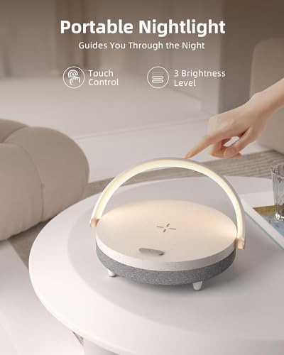 Image of EZVALO Gifts for Women, 4-in-1 Bedside Lamp with Bluetooth Speaker, Dimmable Night Light, Charging Station and Phone Holder, Birthday Gifts for Mom, Daughter, Wife and Friends