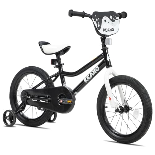 KEANO Lexicon Bicicleta Infantil de 12 Pulgadas para niños y niñas de 2 a 4 años, Bicicletas Infantiles de 12 Pulgadas con ruedines, Color Negro