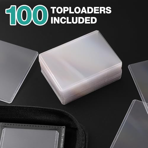Image of Top Loader Binder 4 Pocket, Holds 160 Toploaders, 100 Toploaders INCLUDED | Toploader Binder for 3 inch x 4 inch Rigid Toploaders, Trading Card Binder for TCG, MTG, Sport Cards, PU Leather Cover, Side Loading