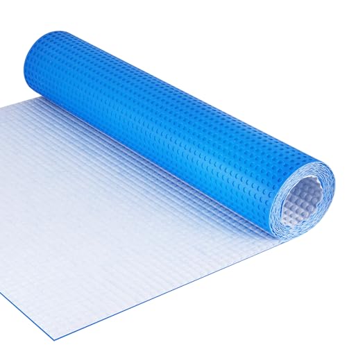 Uncoupling Membrane for Tile 1/8(3mm) Waterproof Flooring Underlayment 54Sq.Ft Crack Prevention Mat for Bathroom Shower Kitchen Basement