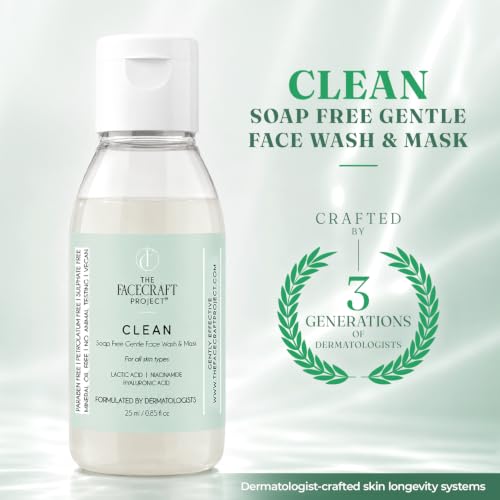 Image of THE FACECRAFT PROJECT Face Cleanser Gentle Gel Face Wash | Soap Free Daily Use with Hyaluronic Acid Lactic Acid Hydrating Mask for All Skin Types, 25 ml (Pack of 2)