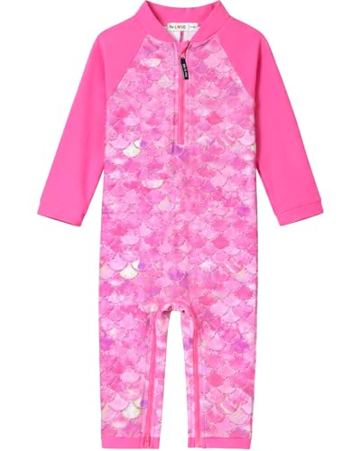 Image of weVSwe Baby Girl Toddler UPF 50+ Rash Guard Swimsuit Sun Protection Beachwear Zipper Bathing Suit 0-3 Years