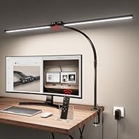 Jeebel LED Lampada da Scrivania 24W 80CM Luce da Tavolo con Telecomando, Morsetto 9,5cm/Collo Flessibile Rotazione 360&deg;/10 Livelli Luminosit&agrave;/10 Modalit&agrave; Colore, 1800LM Luce per Monitor da Ufficio