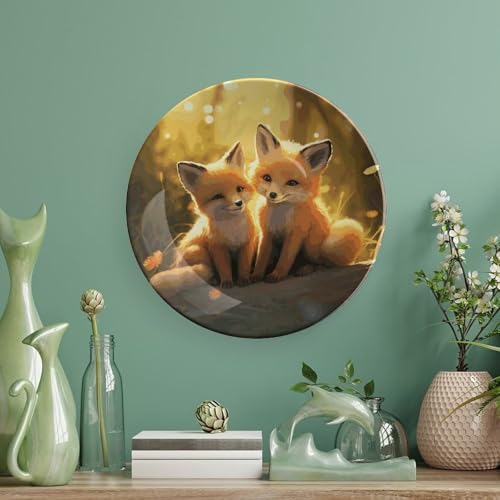 Assiette décorative en céramique renards mignons pour console et salon - 6