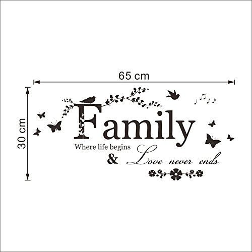 Family Where Life Begins Love Never Ends Vinyl Removable Wall Quote Sticker Decal #TOP4