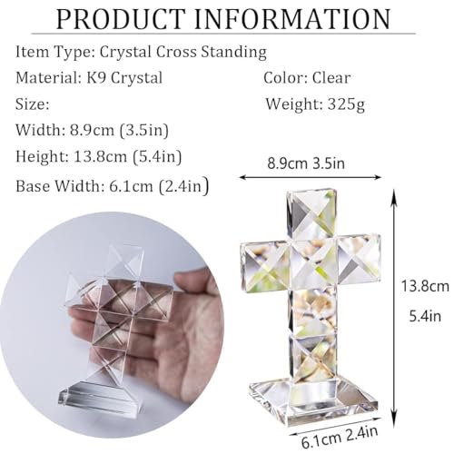 Cruz de cristal QF objeto religioso de vidrio transparente decorativo 6