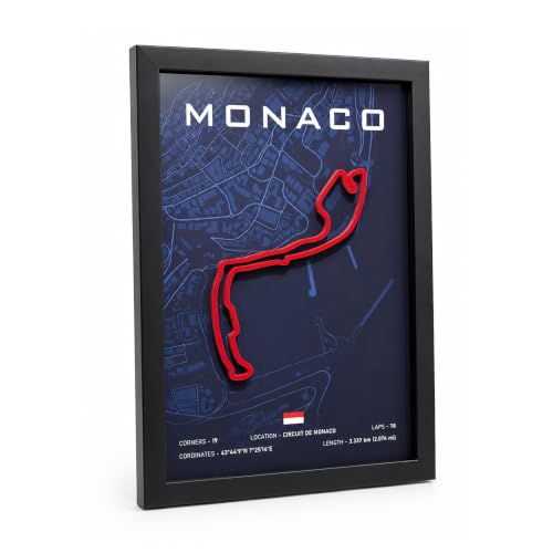 Image of CodersParadise Monaco Racing Circuit 3D Wall Art Frame, Motorsport Track Decor, Racing Fan Wall Hanging for Bedroom, Gaming Room, Office & Home Decoration