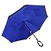 TRADE® Ombrello inverso, blu Ombrello di viaggio e 8 costole di Fibra Anti-vento Anti-ultravioletto proteggere piega Tutto il tempo Use auto ombrello Femmina e maschio
