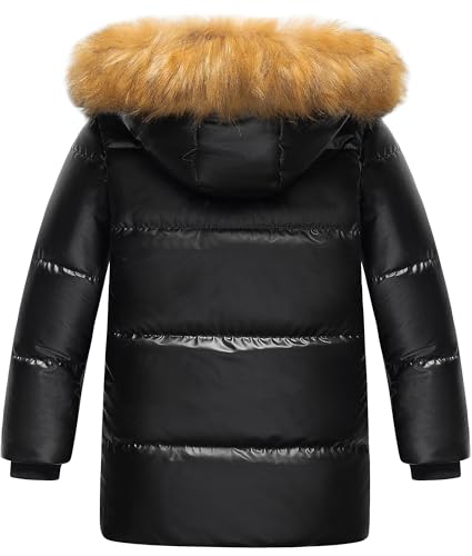 Image of CREATMO US Boy's Sherpa Long Parka Winter Coat Thicken Water Repellent Puffer Jacket With Removable Faux Fur Hood