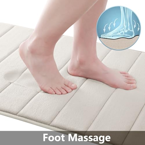 Buganda Memory Foam Bath Mat, 60" x 24", Ultra Soft and Non-Slip Bathroom Rugs, Water Absorbent and Machine Washable Bath Rug Runner for Bathroom, Shower, and Tub, Cream by Buganda - Image 2