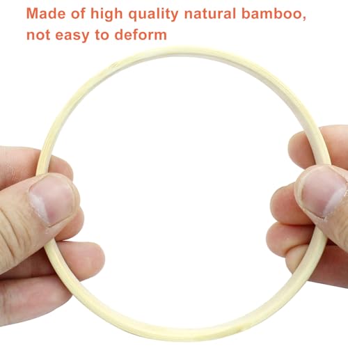 Image of Hitefu 6 Packs 4 Inch Bamboo Floral Hoop Rings(10cm) | Small Wooden Embroidery Hoops, For Crafts, Dream Catcher, Wedding Wreath