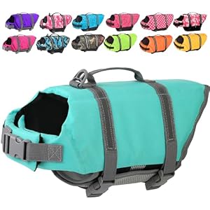 Doglay Dog Life Jacket with Rescue Handle, Dog Life Vest for Swimming Boating, Adjustable Reflective Puppy Swim Vest with Superior Buoyancy for Small Medium Large Dogs