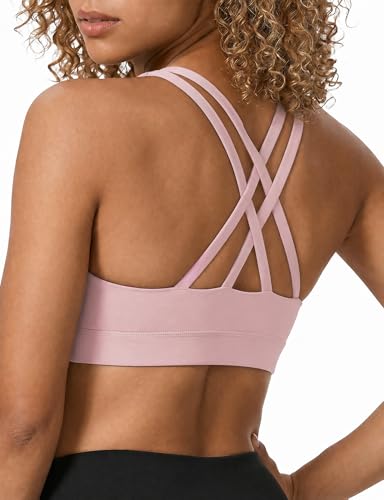 Image of Buauty Mid Impact Sports Bras for Women with Removable Padded, Medium Support Racerback Bra Strappy Yoga Bras for Fitness