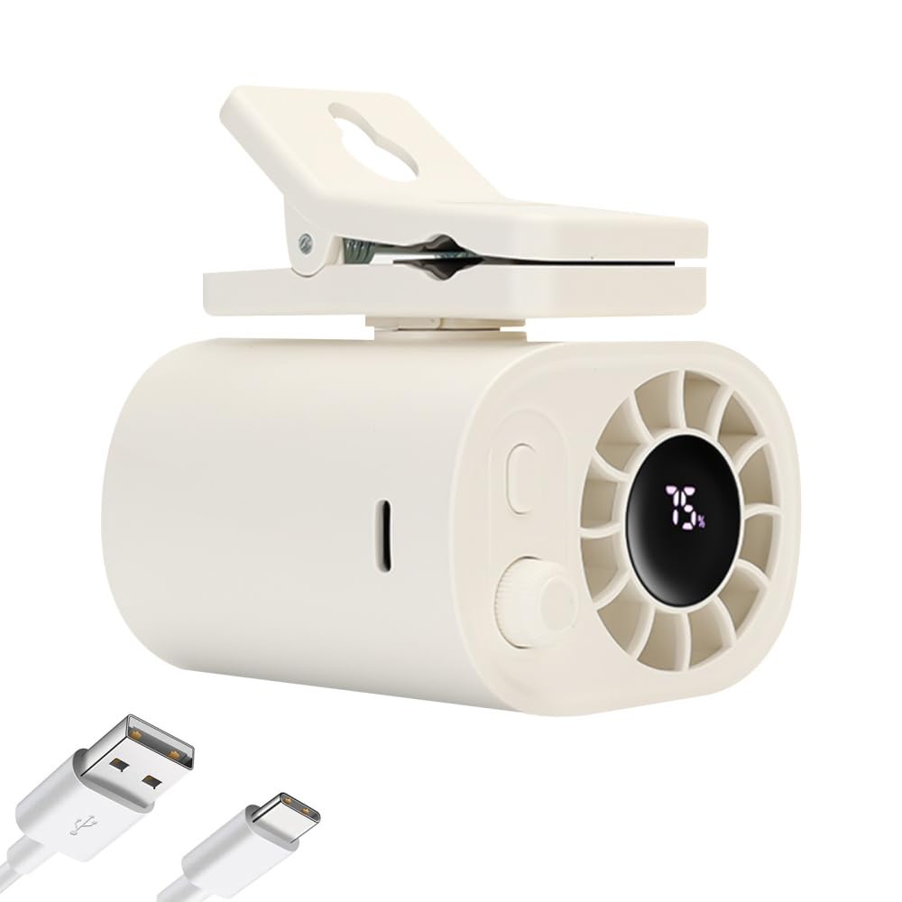BDKMMS Portable Clip on Fan, 100 Speeds Adjustable Handheld Fan with LED Display Rechargeable Waist Clip Cooler for Outdoor Hiking Cycling Camping Working