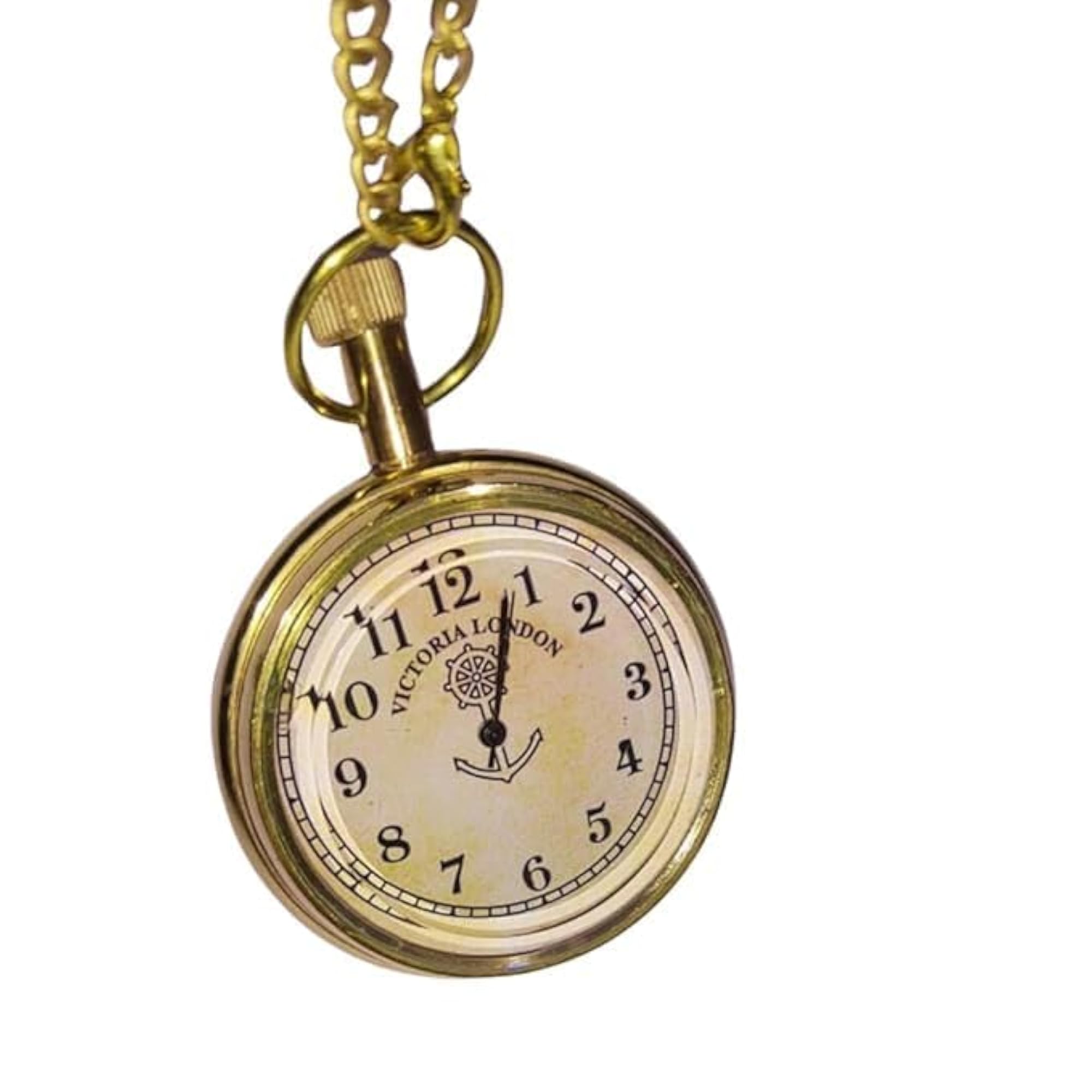 Vintage Pocket Watch with Chain, Classic Gold Design