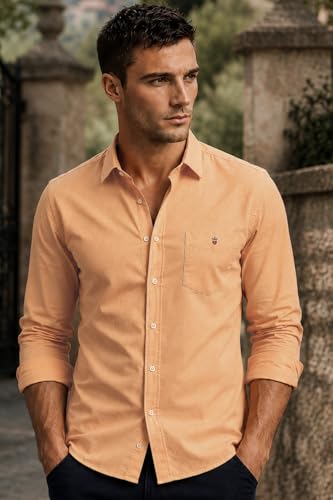 Image of Louis Philippe Men's Cotton Slim Fit Textured Fabric Soft Handfeel Full Sleeve Casual Shirt
