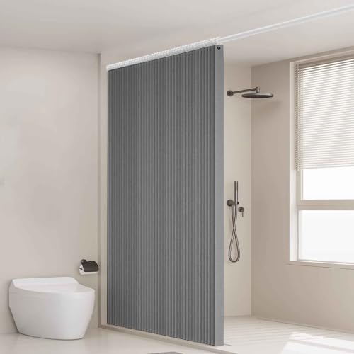 HLTQL Cortina magnética Opaca Estilo acordeón para Puerta de Armario, Plisada, Plegable, Puerta de acordeón, Divisor de habitación, Dormitorio, baño, Sala de Estar(02,W240*H200cm)