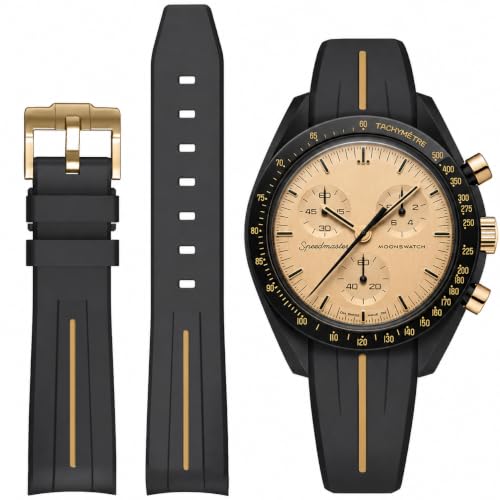 Image of Bands for Moonswatch Watch,Curved No Gap Rubber Strap Compatible with Omega X Swatch Moonswatch Speedmaster /Rolex /SEIKO 20mm Watch,Swatch Omega Moonswatch Speedmaster Watch Replacement Band Men Women