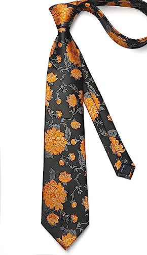 Image of Enlision Ties for Men Floral Tie Handkerchief Cufflinks Set Formal Flower Classic Mens Necktie & Pocket Square Wedding