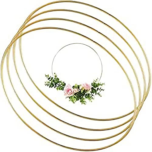 4 Piezas Metal Anillos Macramé, Aros de Metal Dorado, Anillos de Metal Atrapasueños, para Atrapasueños, Decoración de Guirnaldas de Bodas, Manualidades para Colgar en la Pared de Macramé (Dorado) Cover