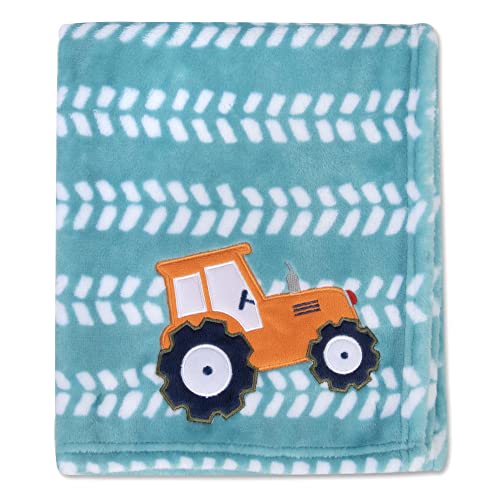 Plush Fleece Throw and Receiving Baby Blankets for Boys and Girls 30x36 (Terrific Tractor)2