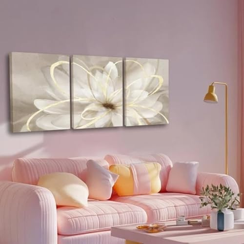 Toile florale blanche ZHAOLIN pour salon lumineux et décoration murale chic de 70 x 90 cm