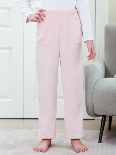 Umeyda Girls & Women Pajamas Pants Soft Fleece Fuzzy Plush Lounge PJ Bottoms with Pockets for Kids, 6Years-XL2