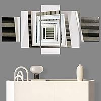 SIGNWIN 5 Panel Canvas Wall Art Architecture & Maps Closeup Cool Industrial Multicolor Patterns for Home Decorations Ready to Hang - 60