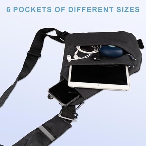 Anti Theft Travel Bag for Women/Men, Fashion Sling Bag Travel Crossbody Bag, Bag Slim Sling Bag Cross Body Travel Bag, Chest Bag for Casual Travel Hiking (Grey, Right Shoulder)3