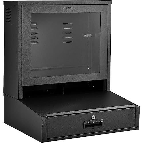 Image of Global Industrial LCD Counter Top Security Computer Cabinet, 24 inch Diagonal Maximum Monitor Size, Steel Construction, Black, 24-1 /2 inchW x 22-1 /2 inchD x 29-1 /2 inchH