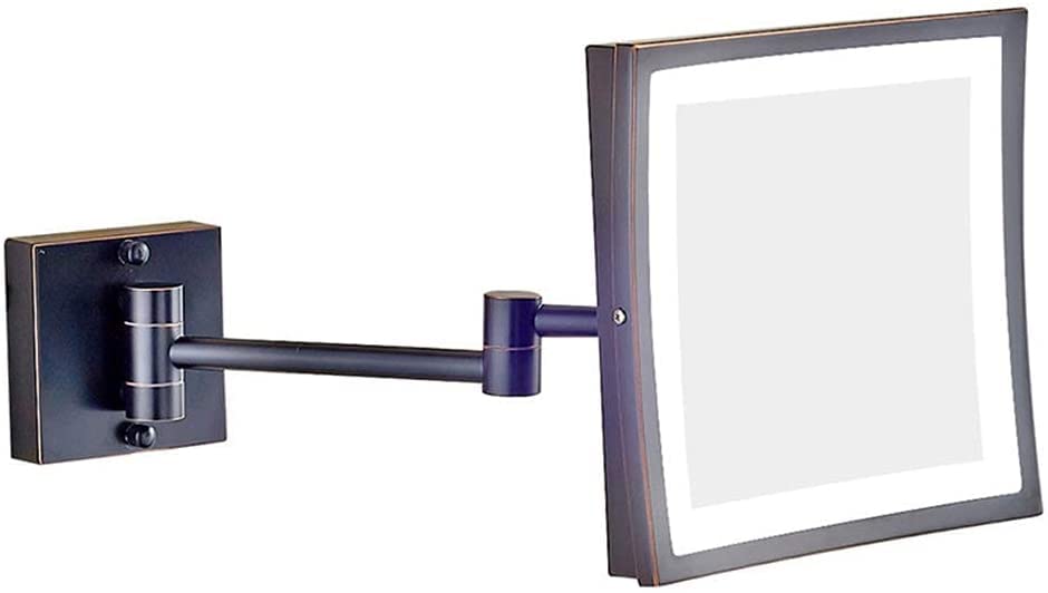 Miroir de maquillage pour routine beauté miroir mural noir pliable 360 lumière chaude