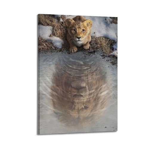 Toile ourson décoration murale chambre enfant tableau reflet neige 30x45