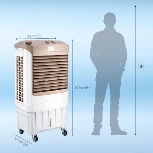 Image of Wings 100L Desert Air Cooler for Home & Large Rooms - 1 Year Warranty | 220W Energy-Efficient Motor Thermal Protection | Honeycomb Cooling Pads & 3-Speed Airflow | for Bedroom, Hall & Office